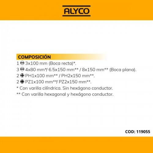 Juego De 8 Destornilladores En Caja Carton ALYCO