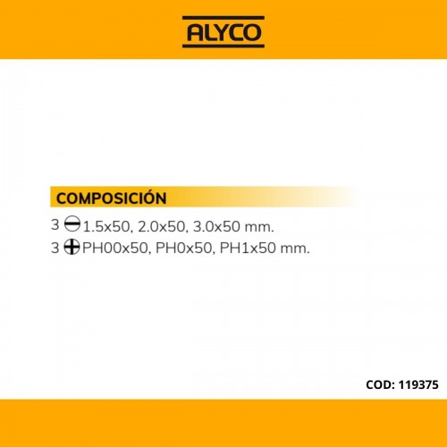 Juego De 6 Destornilladores De Precisión Aislados Para Electricista Con Mango Bimaterial En caja De Plástico ALYCO