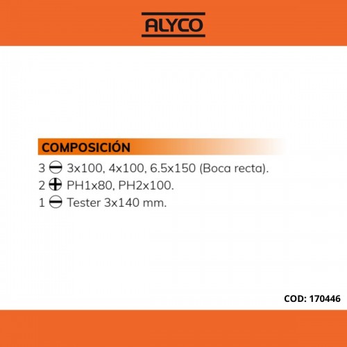 Juego De 6 Destornilladores Aislados 1000V VDe En Caja Cartón ALYCO ORANGE