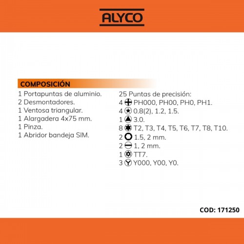 Juego 32 Piezas Para Reparación De Aparatos Electrónicos ALYCO ORANGE