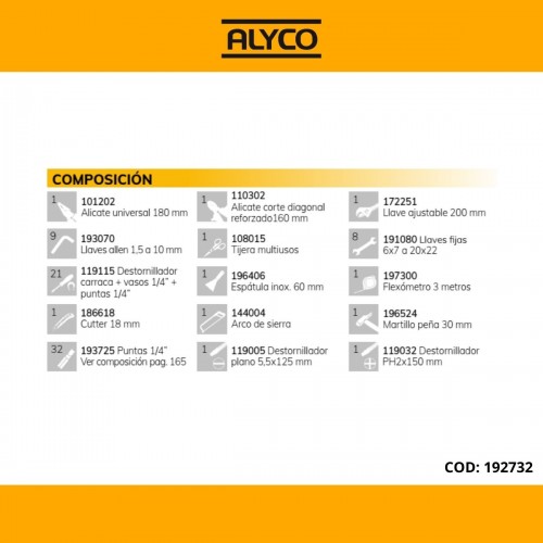 Caja Metálica De 3 Bandejas Con Herramientas ALYCO