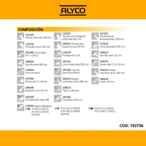 Caja Metálica De 5 Bandejas Con Herramientas ALYCO