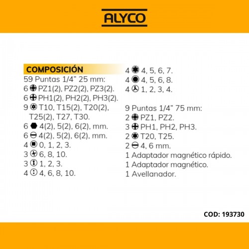 Juego 71 Pzas De Puntas De 1/4