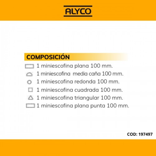 Juego De MiniEscofinas En Caja De Plástico 6 Pzs ALYCO