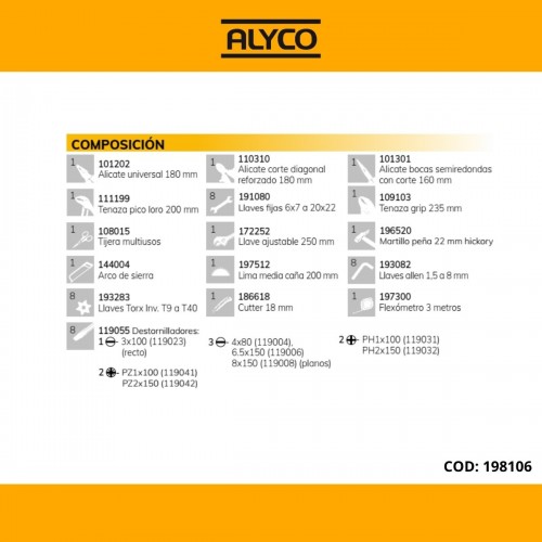 Maleta Trolley De Aluminio Reforzada Con Herramientas Y Bolsa De Nylon ALYCO