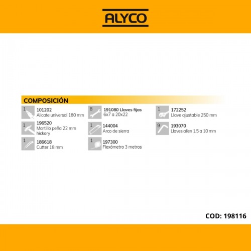 Maleta Trolley De Aluminio De 1 Panel Con Herramientas Y Bolsa De Nylon ALYCO