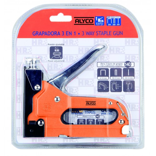 Grapadora Manual 3 En 1 Para Uso Con 3 Tipos De Grapas ALYCO ORANGE