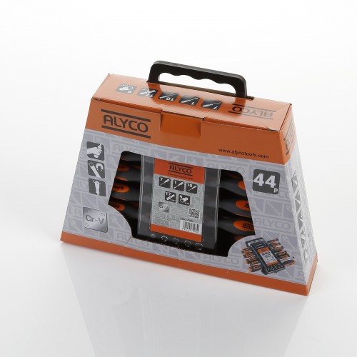 Juego Combinado De Destornilladores, Vasos Y Puntas  44 Piezas En Estuche Plástico ALYCO ORANGE