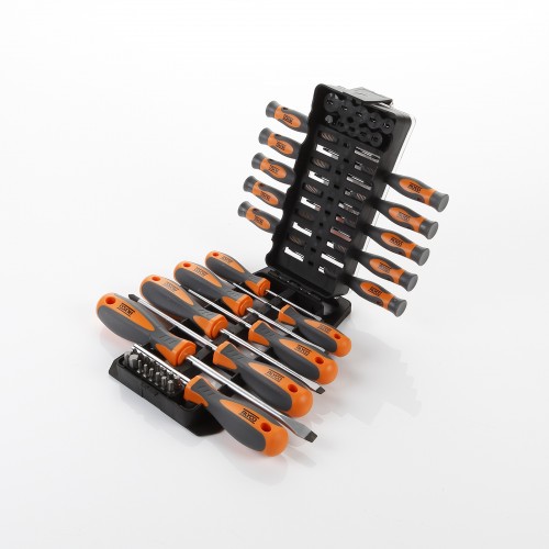 Juego Combinado De Destornilladores, Vasos Y Puntas  44 Piezas En Estuche Plástico ALYCO ORANGE