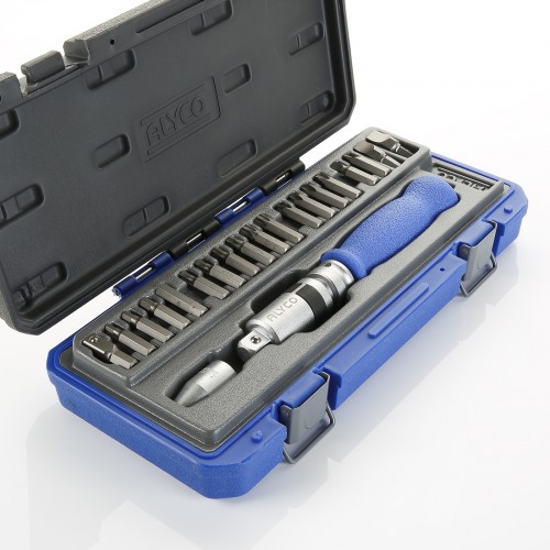Juego De Destornillador De Impacto De 1/2”, Dos adaptadores Y 18 Puntas En Estuche De Plástico ALYCO 