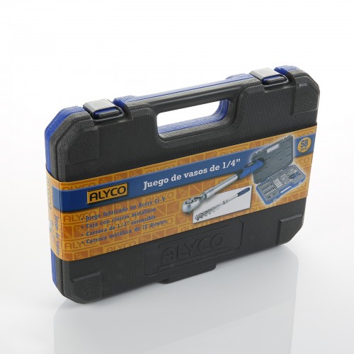 Juego de llaves de vaso de 1/4'', carraca extensible de 72 dientes y diferentes accesorios Alyco