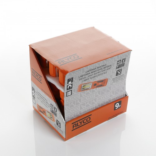 Linterna Bifocal Abatible Base Magnética 3W Cob + 1 Led ALYCO ORANGE