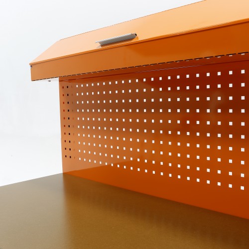 Mesa De Trabajo Metálica Con 3 Cajones, Panel Y Almacén Superior ALYCO ORANGE