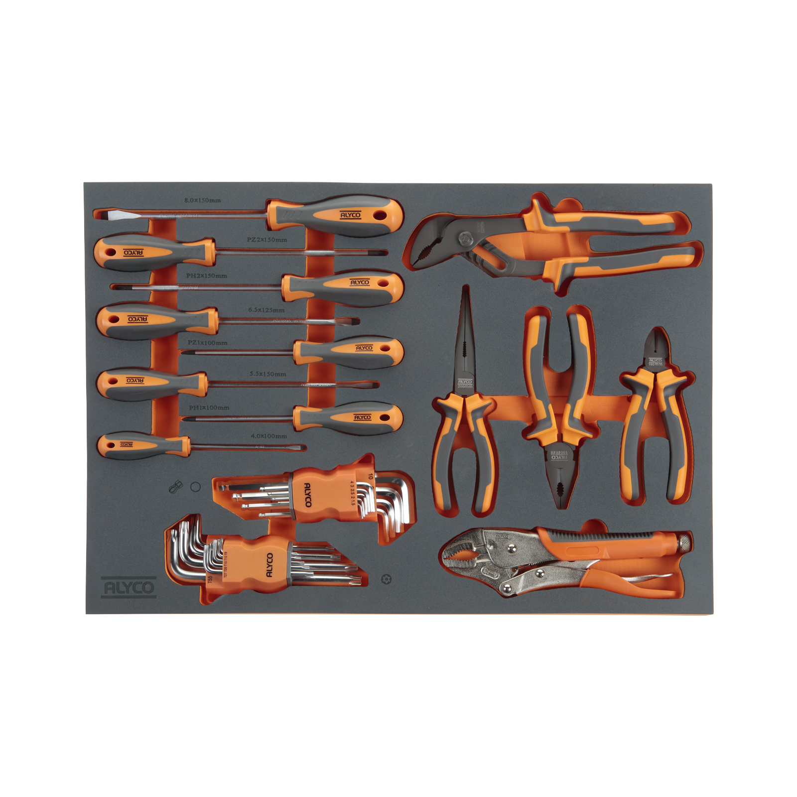 Bandeja De Espuma Con Juego De Alicates y Destornilladores ALYCO ORANGE