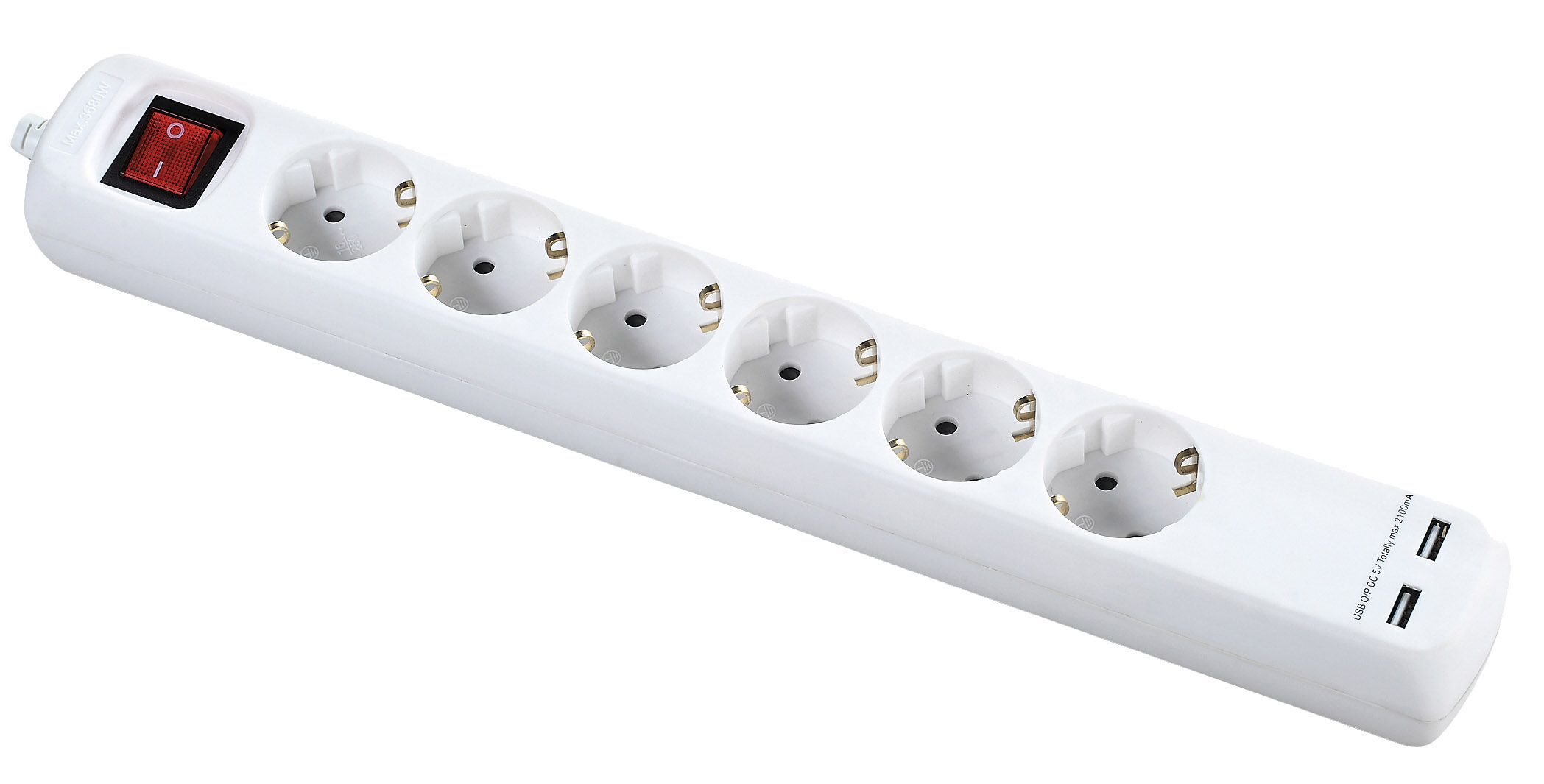 Base Múltiple 6 Enchufes Tipo F Schuko 3m Blanco