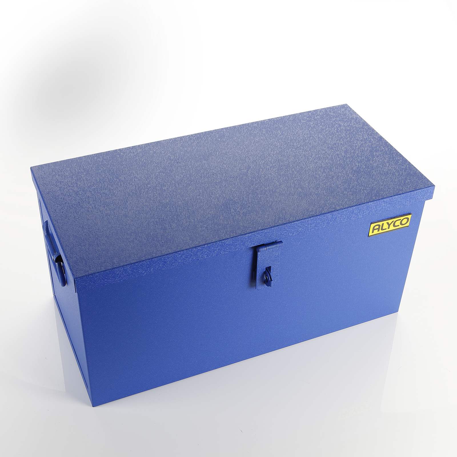Boîte coffre à outils rangement pratique acier verrouillable bleu