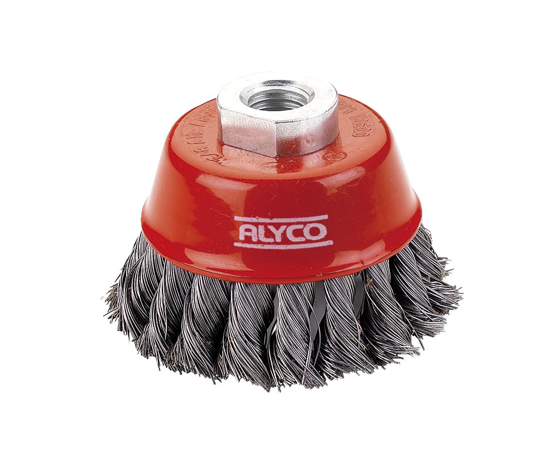 Brosse boisseau métallique à fils tressés pour meuleuse ALYCO