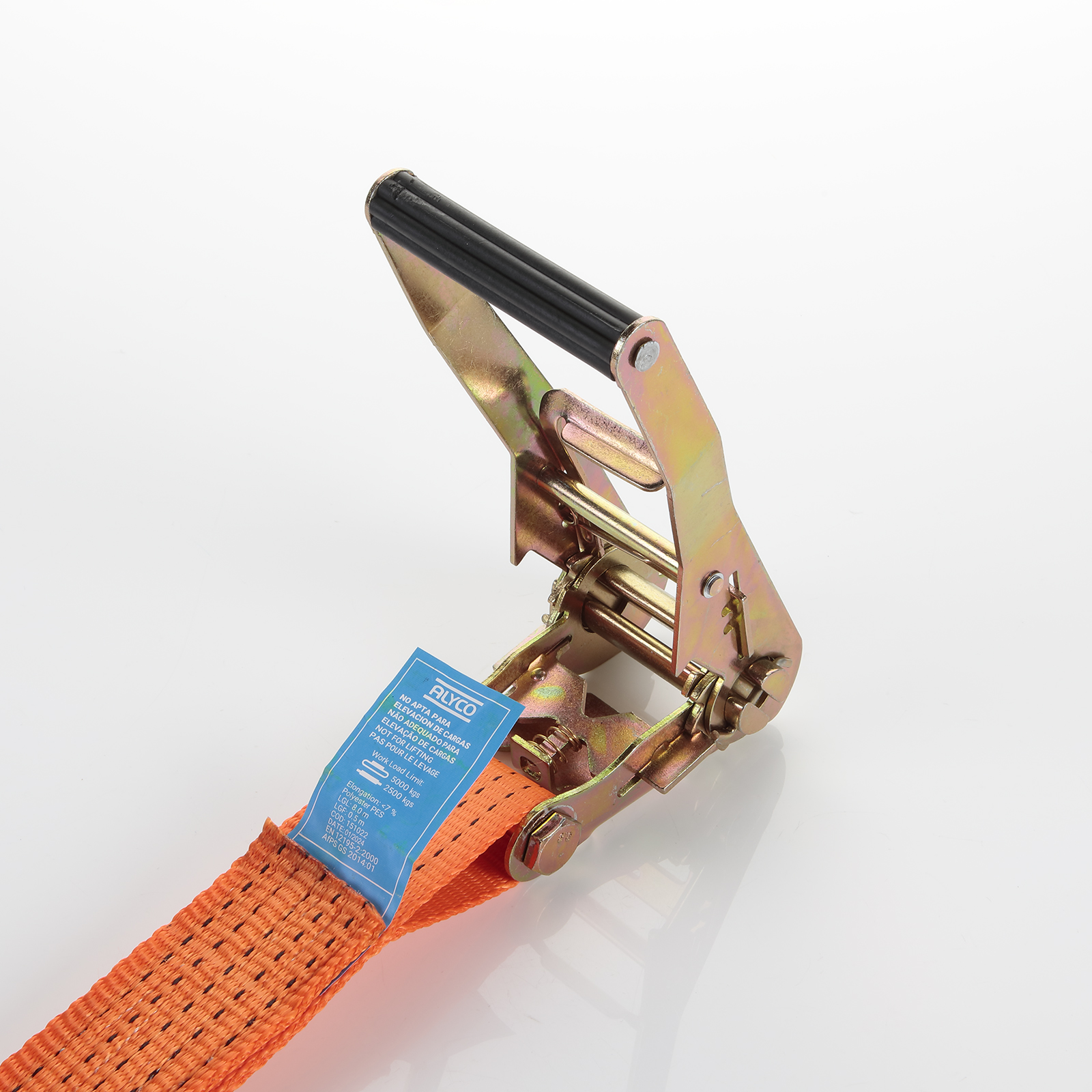 Cinta de amarre 50 mm x 8,5 /10 / 12 M trinquete, abierto Alyco