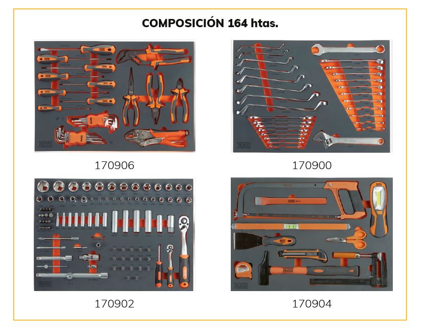 Carro de 8 Cajones con 164 Herramientas Alyco Orange