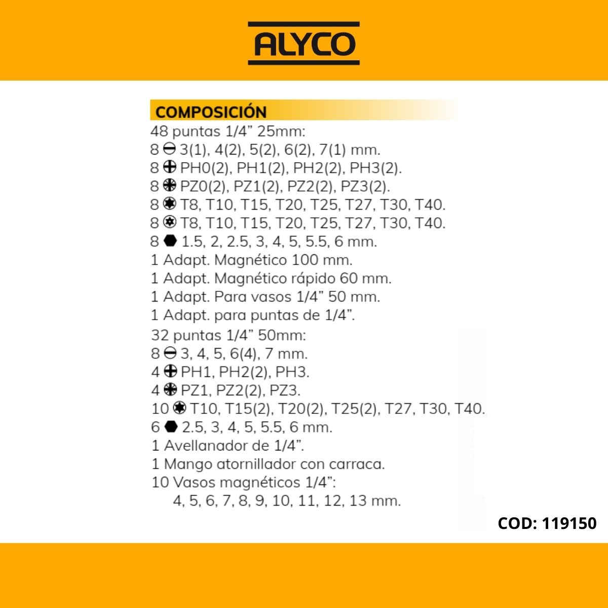 Juego De Destornillador Con Carraca, Puntas De Atornillado De 1/4“ Y  Diferentes Adaptadores Y Vasos En Estuche De Plástico ALYCO, Productos