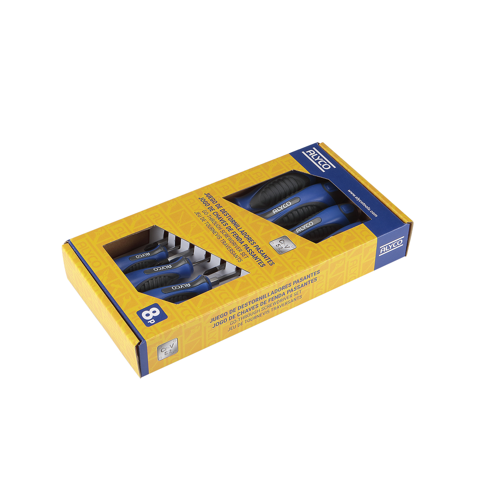 Juego De 6 Destornilladores pasantes Con Diferentes Bocas Y Mango Bimaterial ALYCO