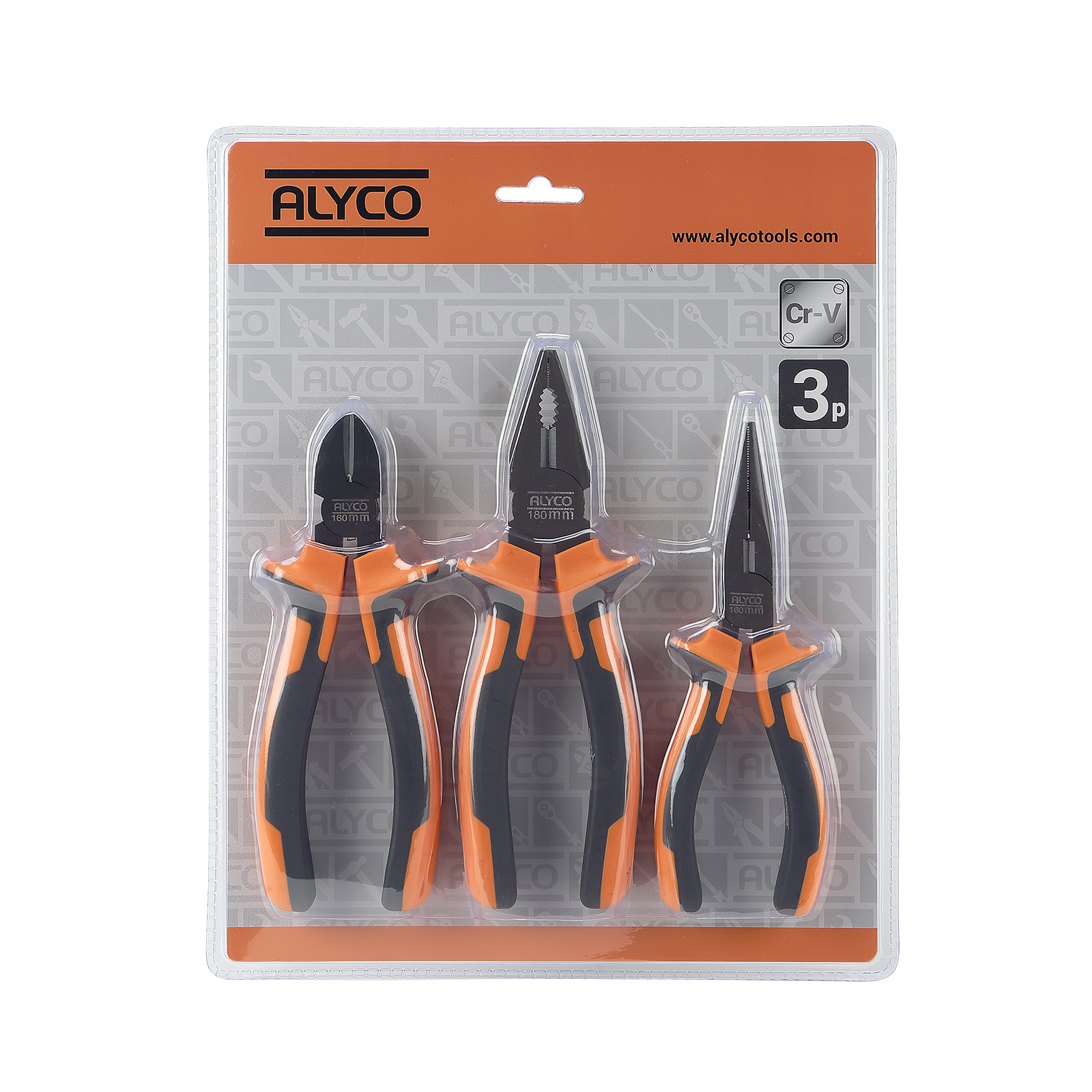 Juego De 3 Alicates Teflonados En Blister ALYCO ORANGE