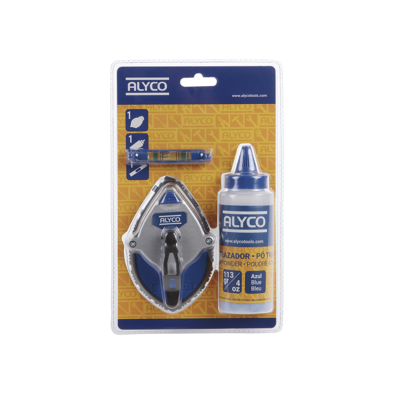 3-piece Set With Chalk Line, Chalk Powder And Mini Level ALYCO, Products