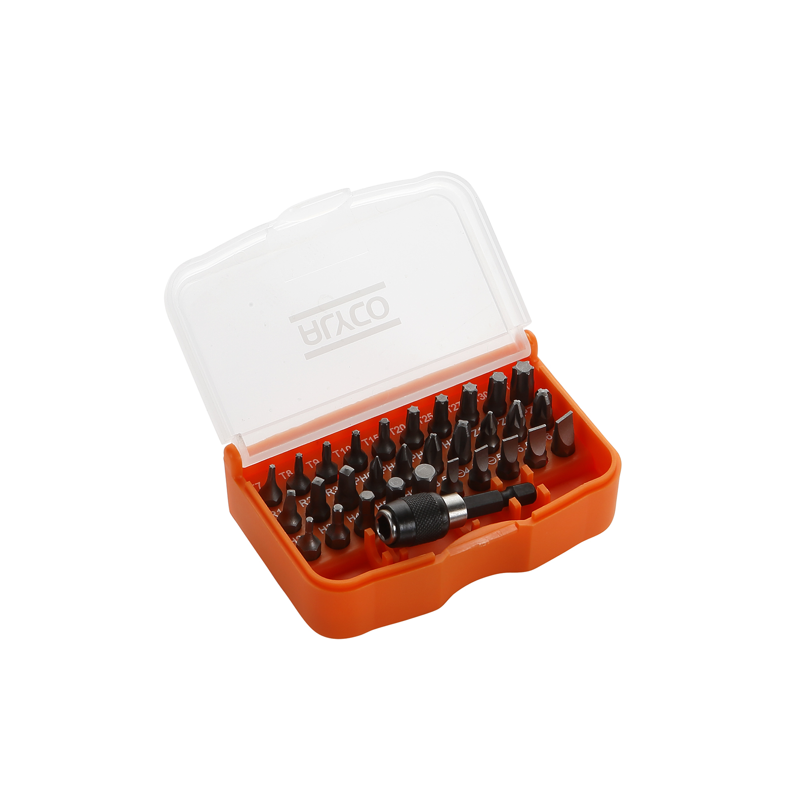 Set of 30 1/4 Screwdriver Bits and adaptor in Plastic Case ALYCO