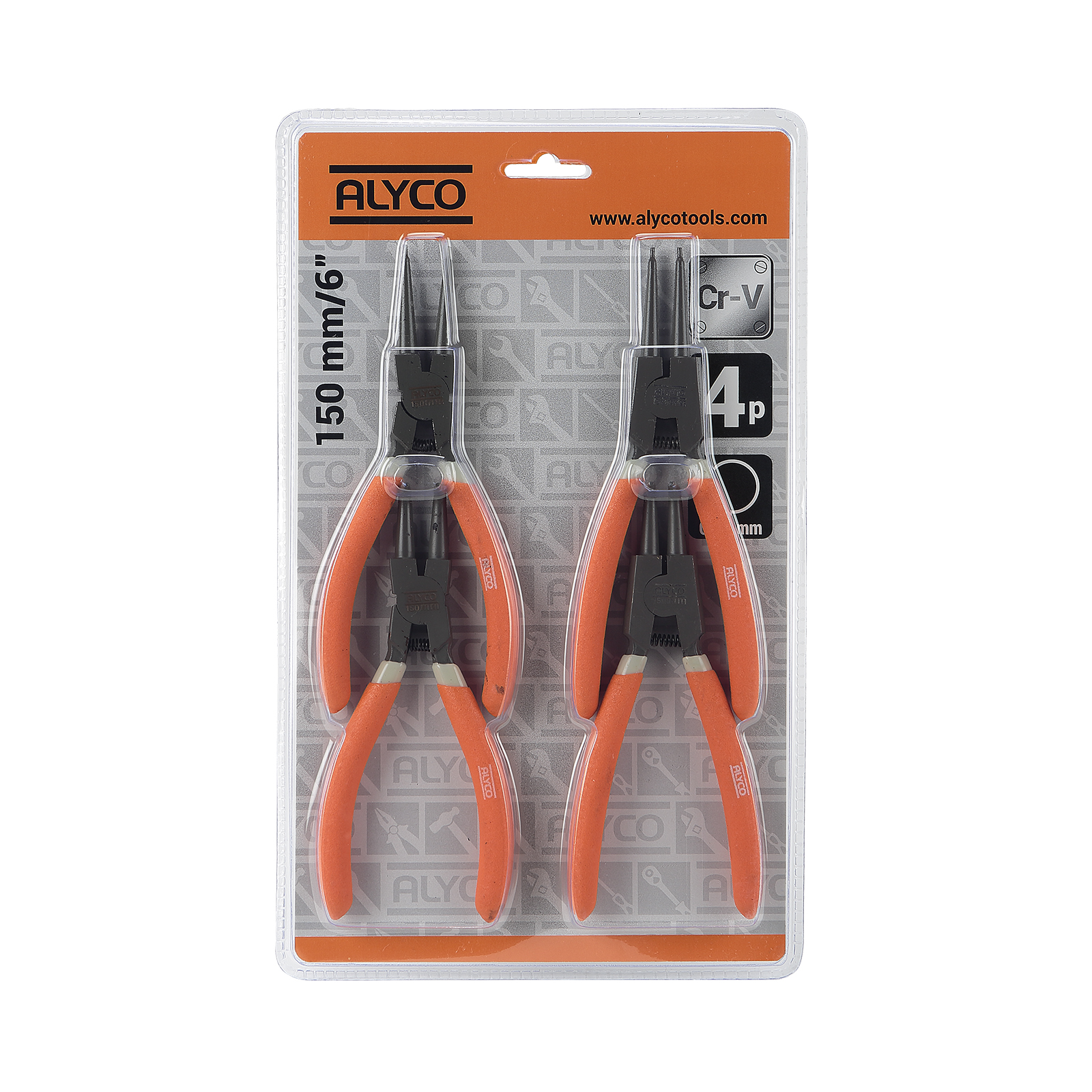 Juego De 4 Alicates Para Arandelas 180 MM En Blister ALYCO ORANGE