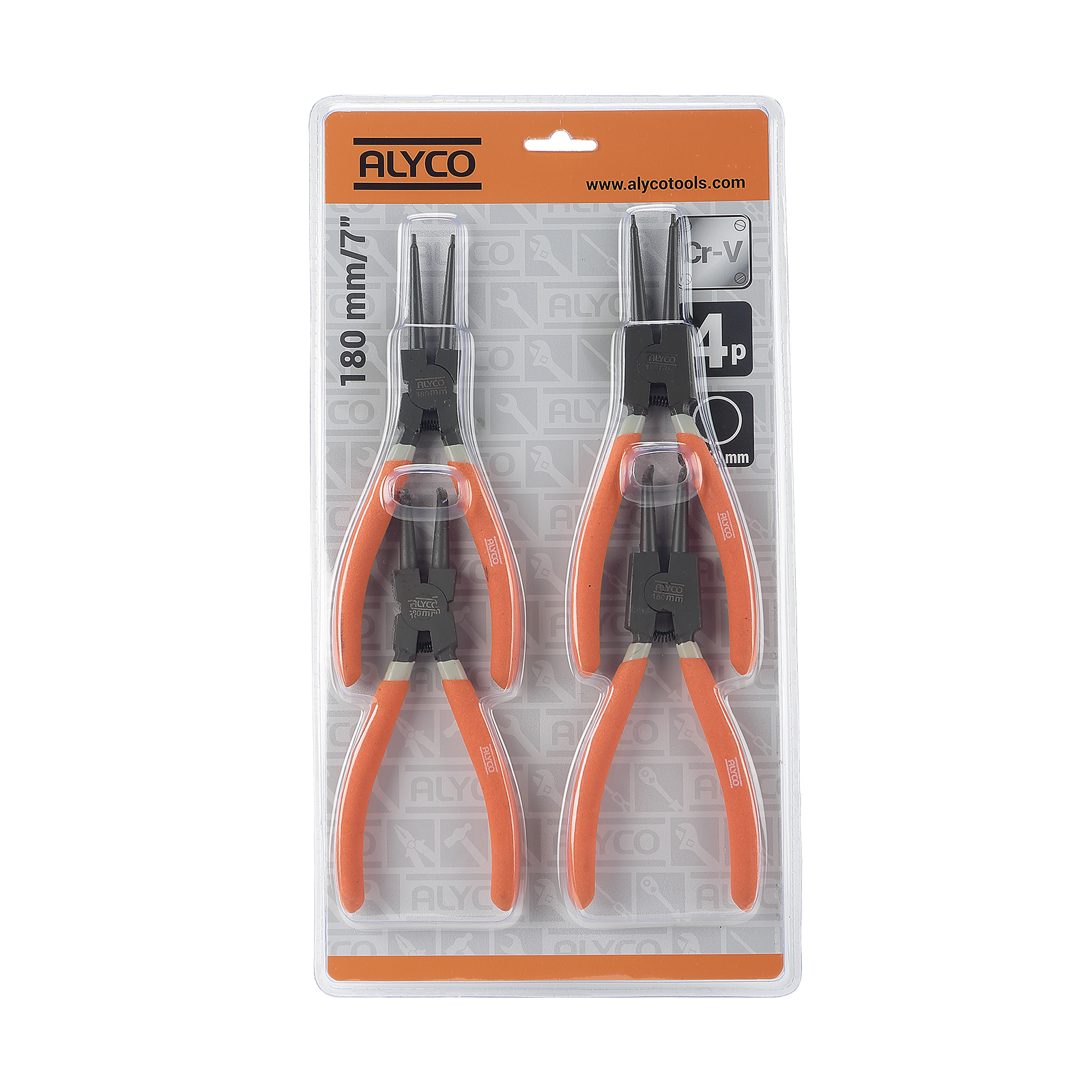 Juego De 4 Alicates Para Arandelas 180 MM En Blister ALYCO ORANGE