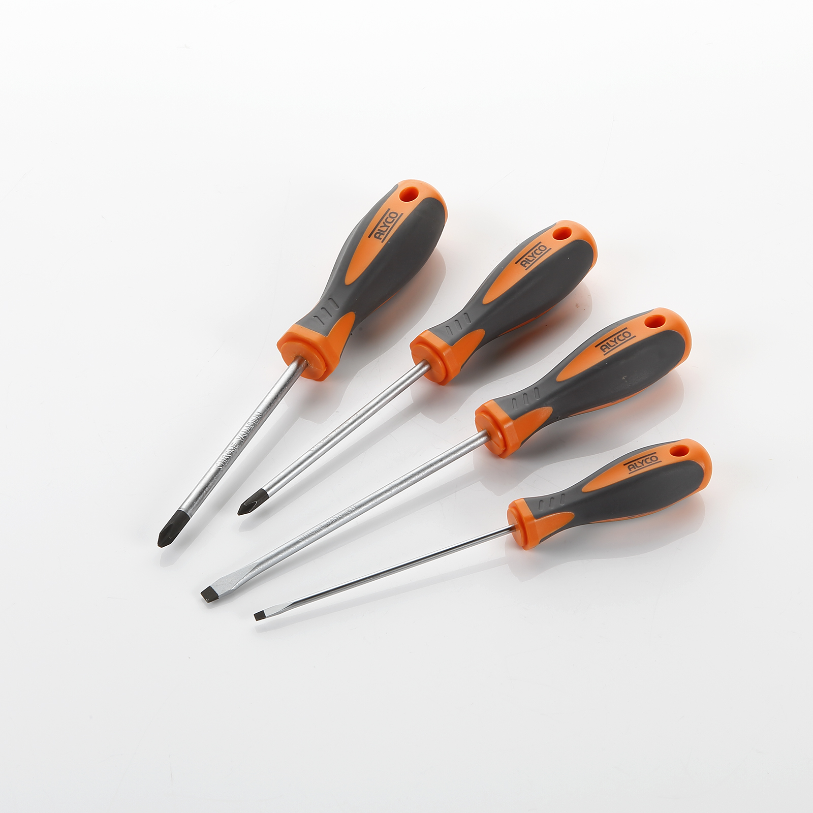 Juego De 4 Destornilladores Con Punta Plana, Recta Y Ph, En Blister ALYCO  ORANGE, Productos