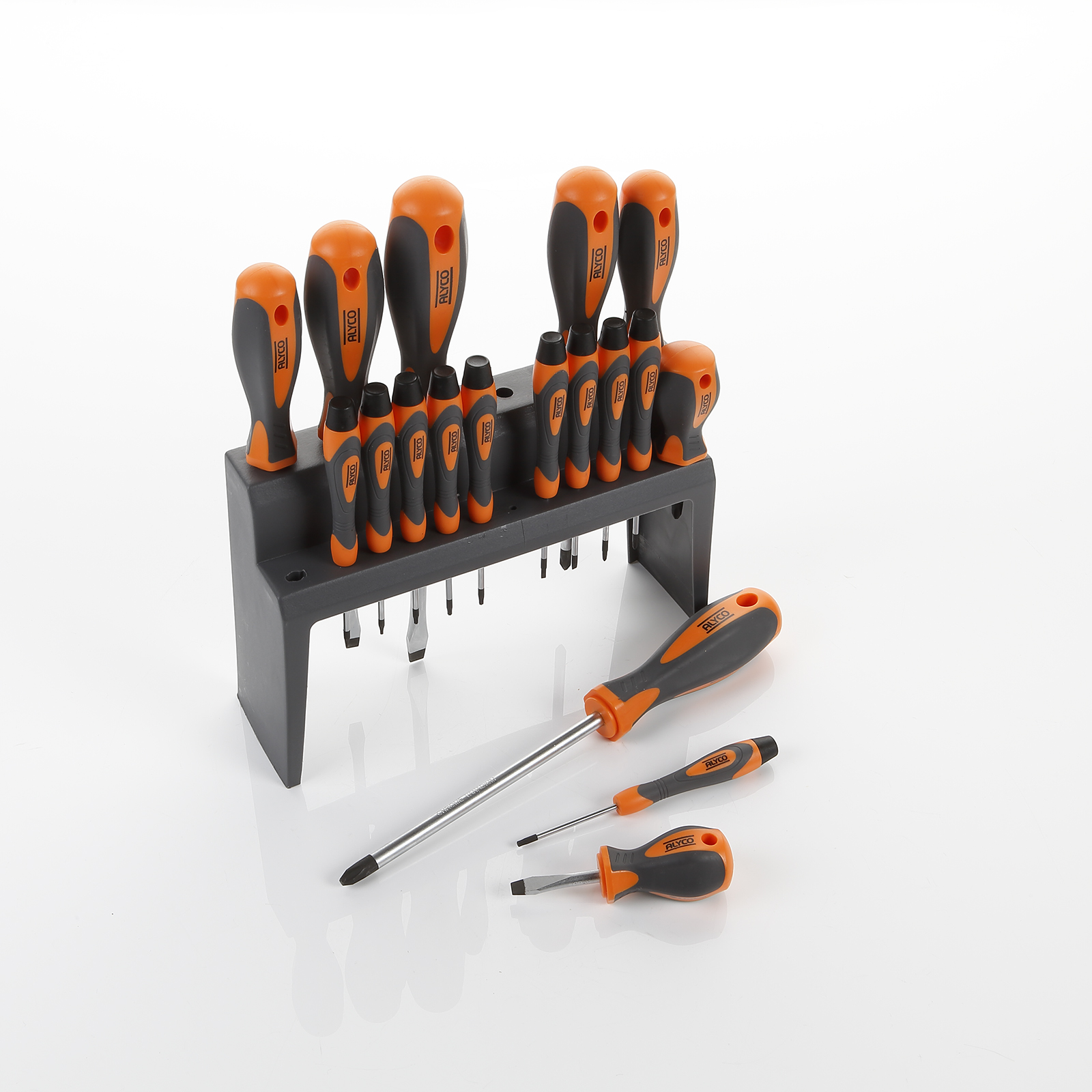 Juego De 4 Destornilladores Con Punta Plana, Recta Y Ph, En Blister ALYCO  ORANGE, Productos