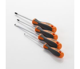 Juego De 4 Destornilladores Con Punta Plana, Recta Y Ph, En Blister ALYCO ORANGE