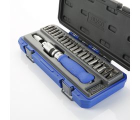 Juego De Destornillador De Impacto De 1/2”, Dos adaptadores Y 18 Puntas En Estuche De Plástico ALYCO