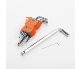 Juego De Llaves Acodadas Hexagonales Allen De Bola, Soporte De Plástico ALYCO ORANGE