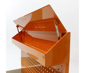 Mesa De Trabajo Metálica Con 3 Cajones, Panel Y Almacén Superior ALYCO ORANGE