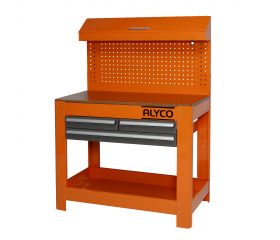 Mesa De Trabajo Metálica Con 3 Cajones, Panel Y Almacén Superior ALYCO ORANGE