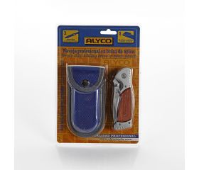 Navaja De Acero Inoxidable De 85 mm Con Mango De Madera Y Bolsa De Nylon ALYCO
