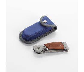 Navaja De Acero Inoxidable De 85 mm Con Mango De Madera Y Bolsa De Nylon ALYCO