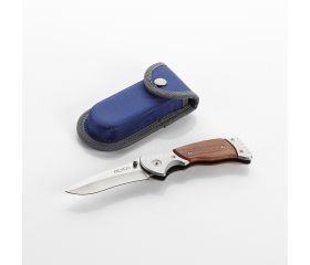 Navaja De Acero Inoxidable De 85 mm Con Mango De Madera Y Bolsa De Nylon ALYCO