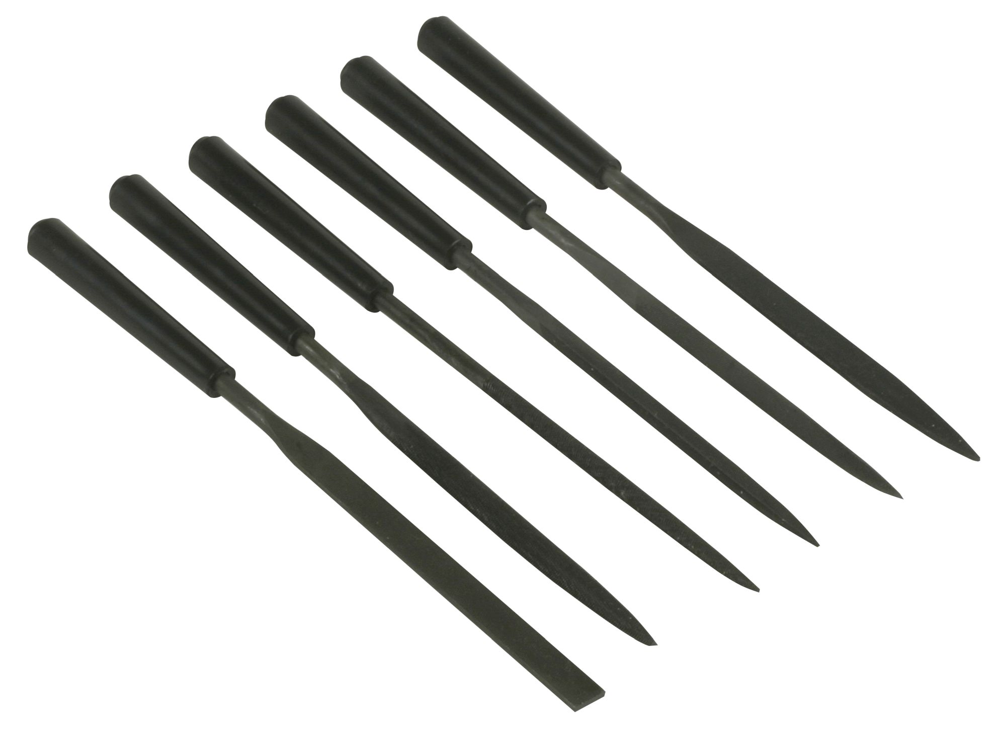 Juego 6 limas de aguja (plana, media caña entrefina, triangular, plana punto delgada)