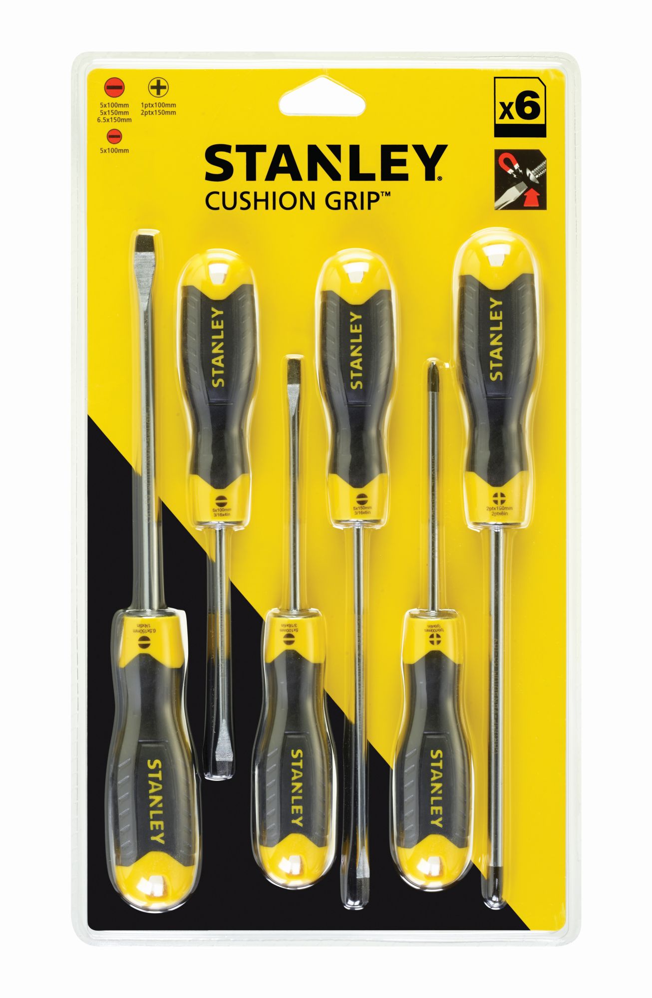 Juego de 6 destornilladores Cushion Grip: Plana y Phillips