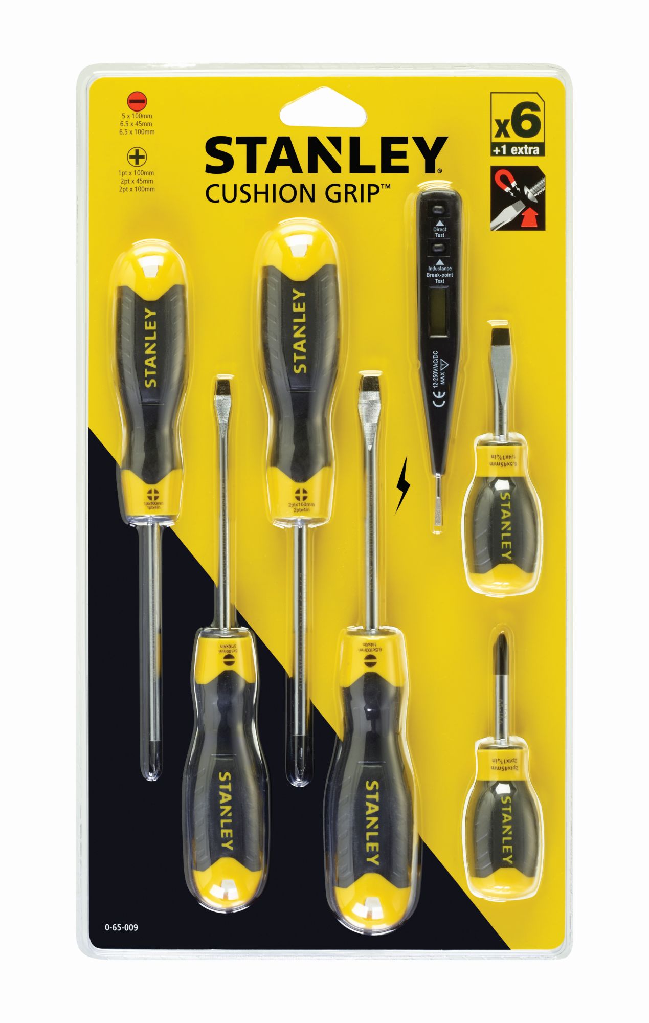 Juego de 6  destornilladores Cushion Grip: Plana, Phillips y Test de Voltaje