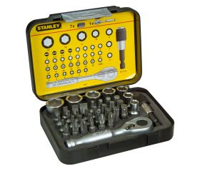 Juego 39 pzs. Puntas 1/4'' + Llaves de vaso + Mini llave con carraca 1/4''