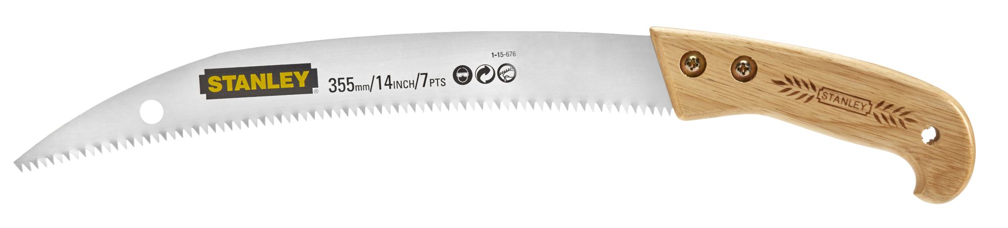 Serrucho de poda dentado universal con mango de madera