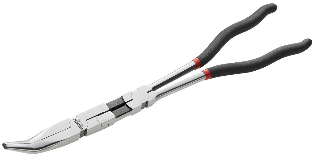 Alicate de bocas semirredondas extralargos con doble articulación - acodada 45°