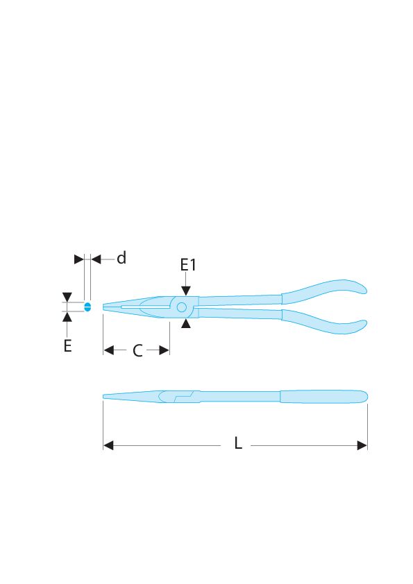 Alicate de bocas semirredondas extralargos con doble articulación - acodada 45°