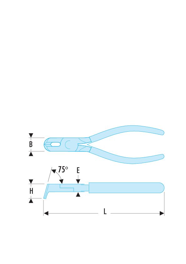 Alicate de corte a 75° para plástico