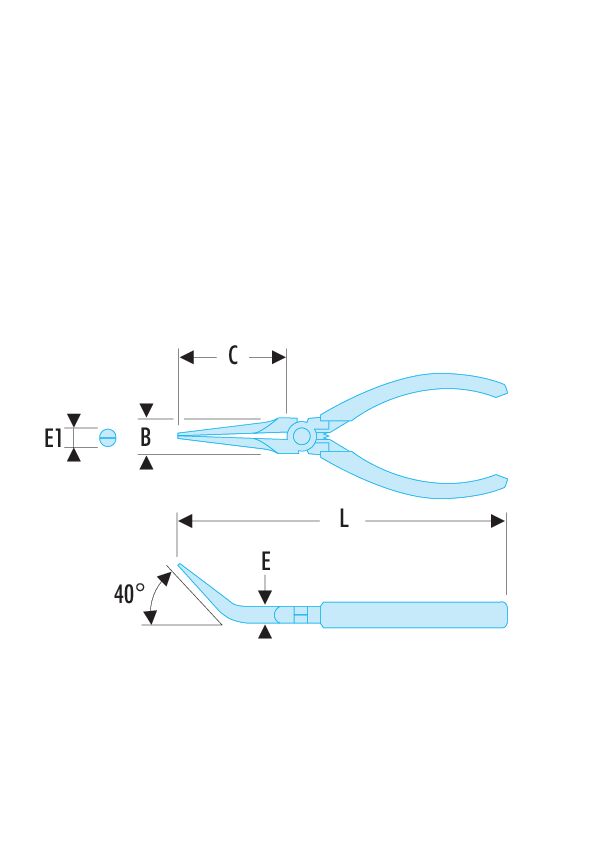 Alicate de agarre Micro-Tech® con bocas extralargas acodadas