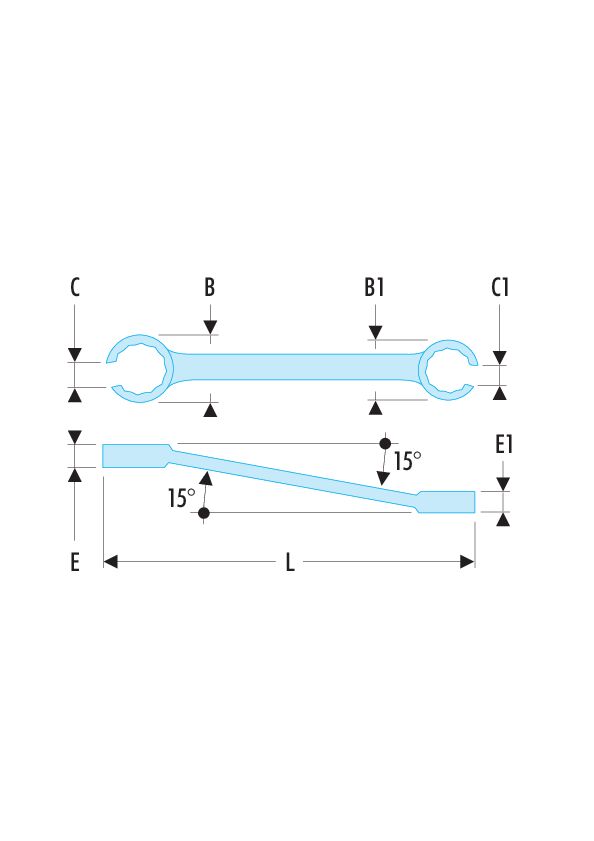 42 - Llaves para tubería inclinadas a 15° métricas